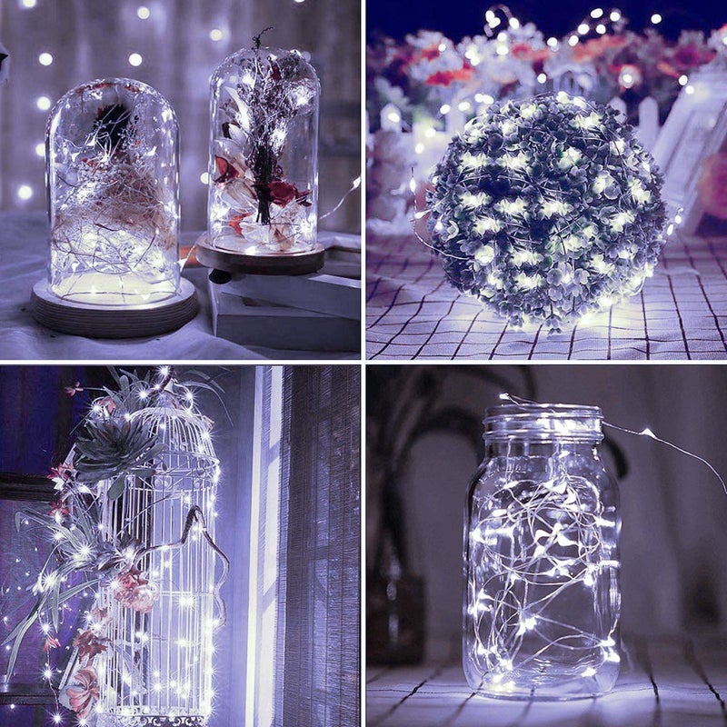 DAYLIGHTIR 2 Pack Total 200 LED 66FT Solar Powered Copper Wire String Lights Outdoor, Waterproof, 8 Modes Fairy Lights for Garden, Patio, Party, Yard, Christmas (White) - Image 4